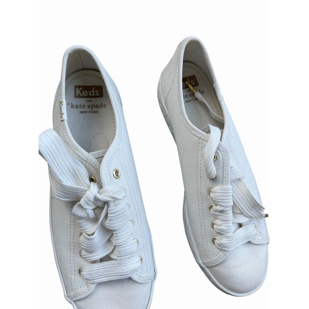 KEDS X KATE SPADE Triple Kick Foxing Stripe White Platform Sneakers Trainers 6